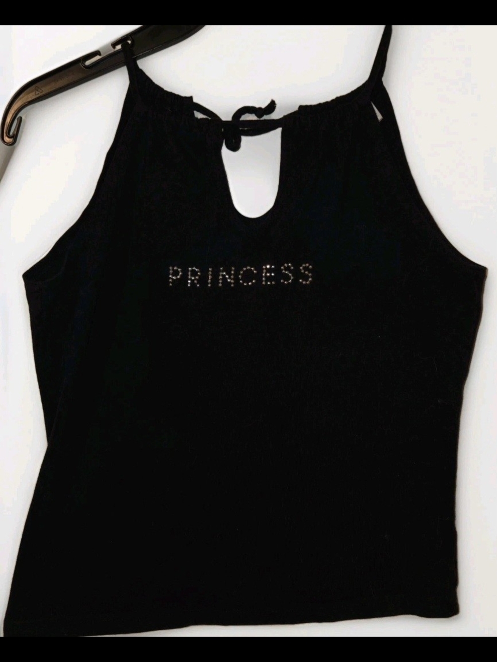 Vintage X-Cape Princess Studded Black Halter Tank Top Size Medium